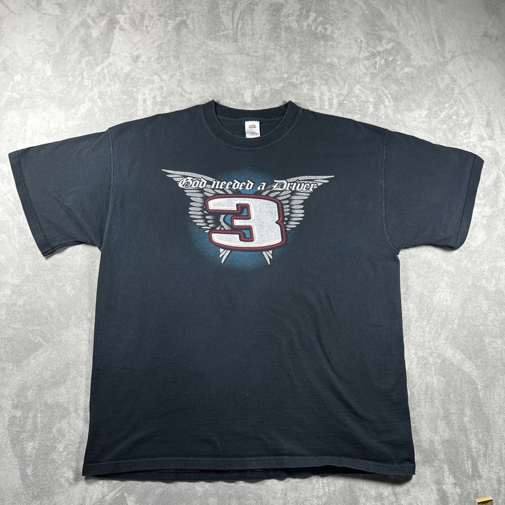 VTG Dale Earnhardt God Needed a Driver 3 Black T-Shirt Mens XL‎